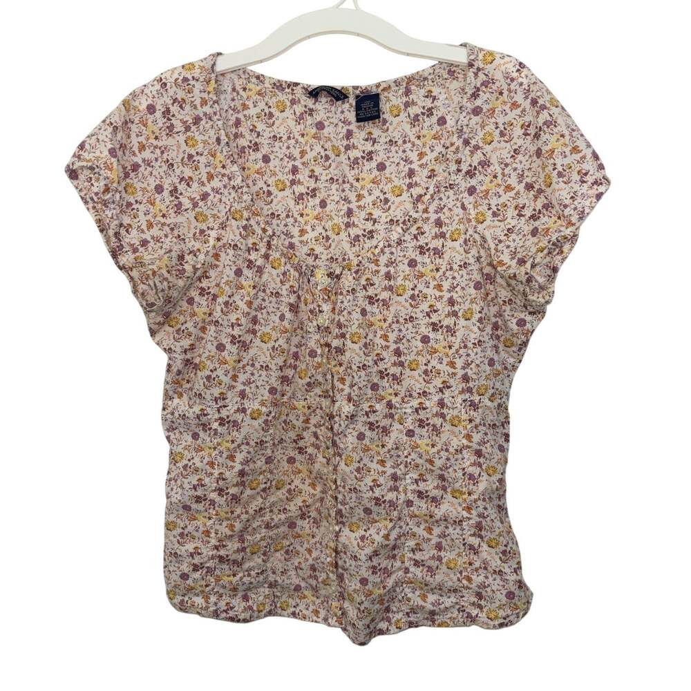 Vtg 90s American Eagle Ditsy Floral Babydoll Cap Sleeve Top M Cottage Fairy